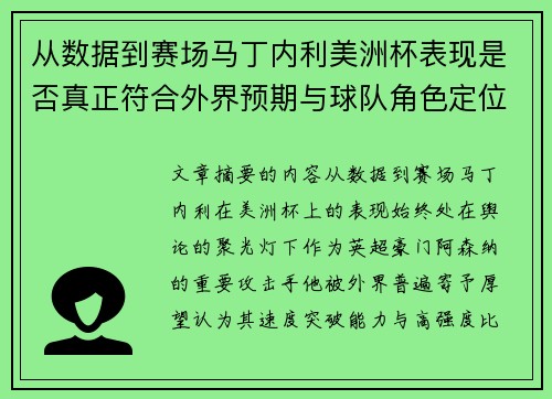 从数据到赛场马丁内利美洲杯表现是否真正符合外界预期与球队角色定位的差距